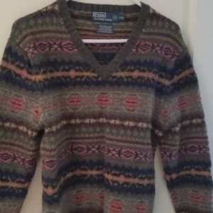 Polo ralph lauren v neck aztec sweater